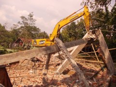 De Taman Sari-kerk in Bekasi is gesloopt.