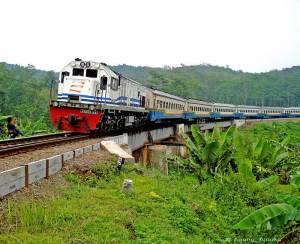 Trein op de route Argo Parahyangan, tussen Jakarta Gambir en Bandung.
