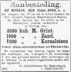 Aanbesteding voor tramlijn 1882